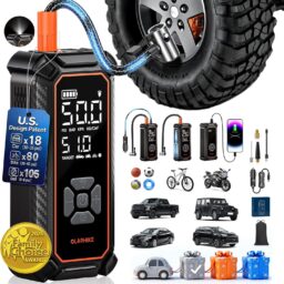 OlarHike Tire Inflator Portable Air Compressor,Dual Power-3*2000mAh &12V DC | Lightning-Fast Inflation, Auto Shut-off, Cordless Air Pump for Car Tires, Bikes, Balls with LED & Digital Pressure Gauge