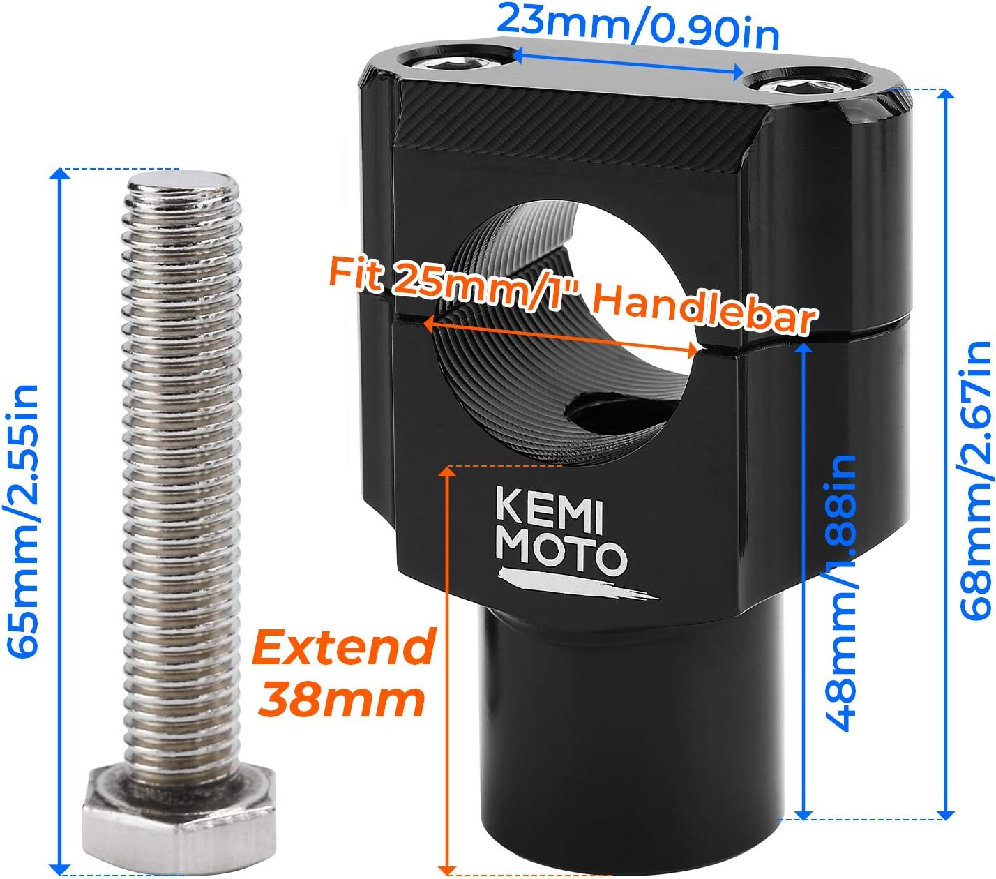 KEMIMOTO 1 Inch Motorcycle Handlebar Risers, Aluminum Alloy Motorcycle Risers, Compatible with Sportster Softail Dyna V-star Shadow, Universal Motorcycle Accessories, Black - Image 3