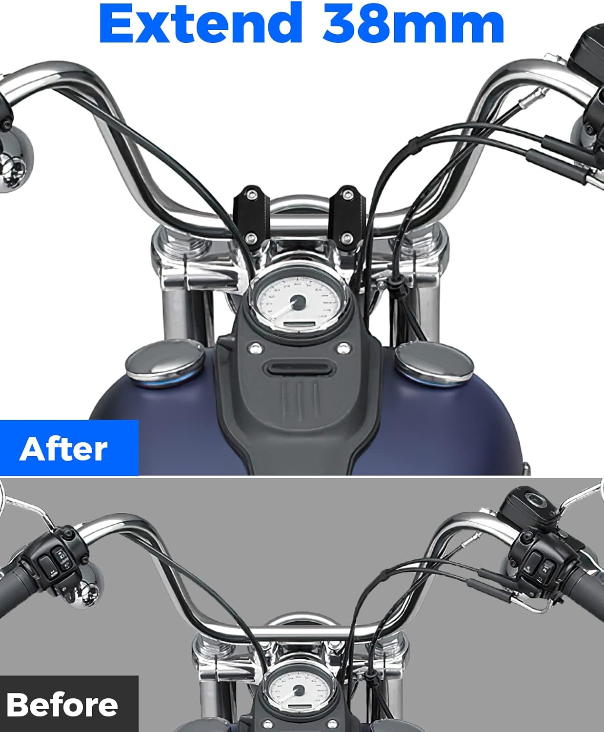KEMIMOTO 1 Inch Motorcycle Handlebar Risers, Aluminum Alloy Motorcycle Risers, Compatible with Sportster Softail Dyna V-star Shadow, Universal Motorcycle Accessories, Black - Image 5